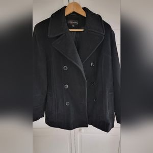 Woman's Black pea coat, large